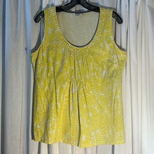 Boden print scoopneck empire sleeveless tee-pleat detail on neck